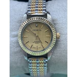 Geneva Two Tone Women’s Stretch Band Quartz Watch